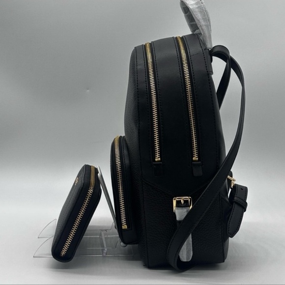 Michael Kors Medium Jaycee Backpack & Continental Wallet Wristlet Black - Picture 4 of 14